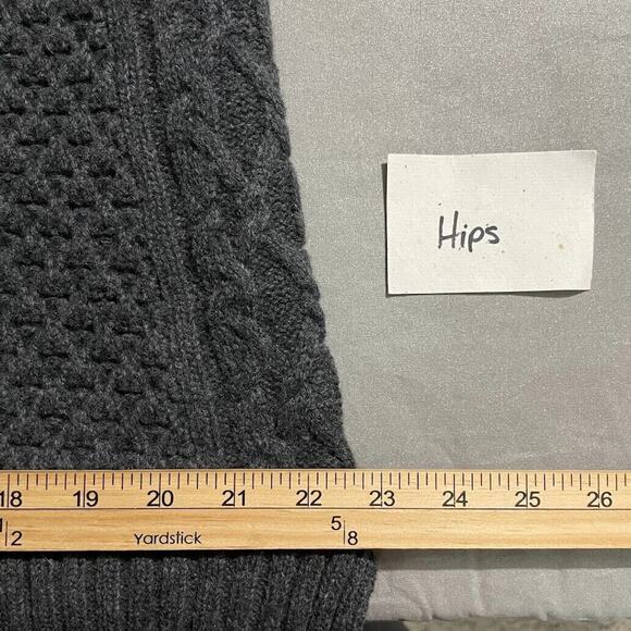 Toad & Co Size Large Charcoal Chunky Cable Knit Kintail Lambswool Sweater Tunic - Picture 11 of 12